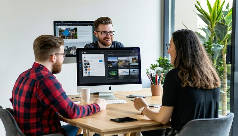 Team at Fullstacks.us collaborating on digital marketing strategies Team at Fullstacks.us collaborating on digital marketing strategies